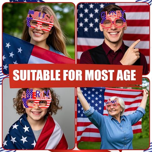 Wecoe 12pcs 4th of July Glasses Set Independence Day Eyewear Memorial Day Patriotic Celebrations Party Favors Supplies Decorations in Saudi Arabia
