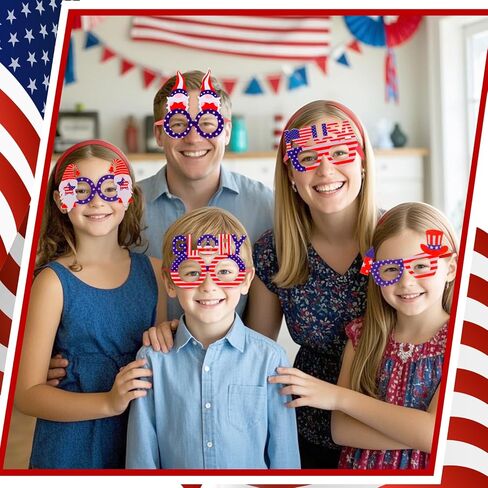 Wecoe 12pcs 4th of July Glasses Set Independence Day Eyewear Memorial Day Patriotic Celebrations Party Favors Supplies Decorations in Saudi Arabia