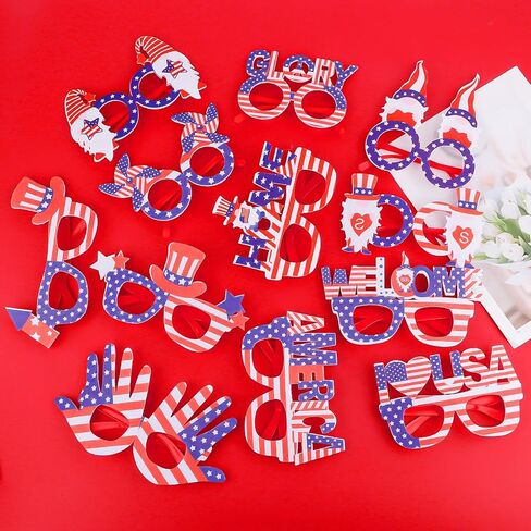 Wecoe 12pcs 4th of July Glasses Set Independence Day Eyewear Memorial Day Patriotic Celebrations Party Favors Supplies Decorations in Saudi Arabia