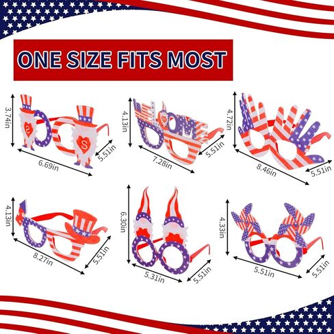 Wecoe 12pcs 4th of July Glasses Set Independence Day Eyewear Memorial Day Patriotic Celebrations Party Favors Supplies Decorations in Saudi Arabia