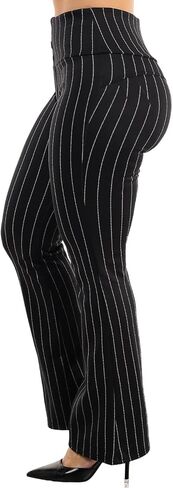 moda xpress جونيورز للسيدات عالي الخصر سحب بعقب يرفع أسود ، منقوش ، سراويل نحيفة مطبوعة 10596r in Kuwait