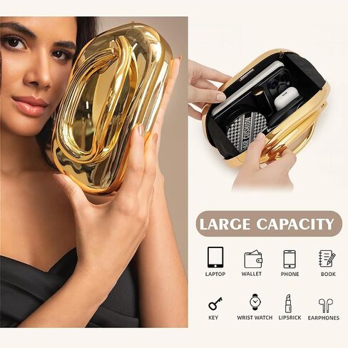PHILOMENA Evening Clutch Purses Women Acrylic Handbags Metal Handlebars Shoulder Crossbody Bag Wedding Party Causal in Kuwait