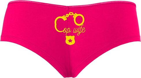 Knaughty Knickers Cop Wife - Cute Handcuffs - LEO Love Hot Pink Boyshort Panties With Adult Design in Kuwait