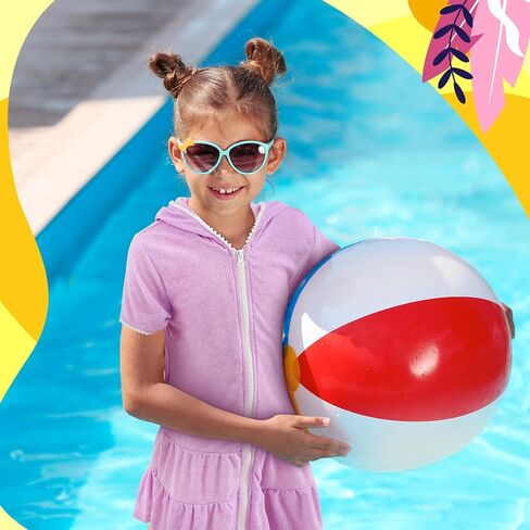 2 Pcs Toddler Girls Swim Cover up Kids Swimsuit Coverup Zip-up Beach Bathing Suit Wrap, Pink Purple, for 6-7 Years in Saudi Arabia