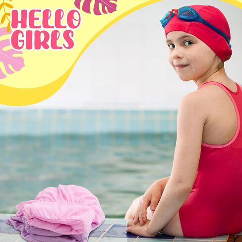 2 Pcs Toddler Girls Swim Cover up Kids Swimsuit Coverup Zip-up Beach Bathing Suit Wrap, Pink Purple, for 6-7 Years in Saudi Arabia