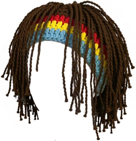 Funny Knitted Hat Reggae Knit Beard Beanies Hats Rasta Dreadlocks Crocheted Wig Hats in Saudi Arabia