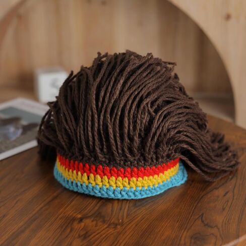 Funny Knitted Hat Reggae Knit Beard Beanies Hats Rasta Dreadlocks Crocheted Wig Hats in Saudi Arabia