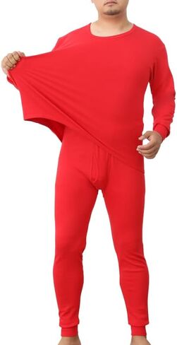 Men's 100% pure cotton underwear set long johns and a top base layer thermal underwear 150 kilograms in Saudi Arabia