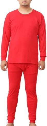 Men's 100% pure cotton underwear set long johns and a top base layer thermal underwear 150 kilograms in Saudi Arabia
