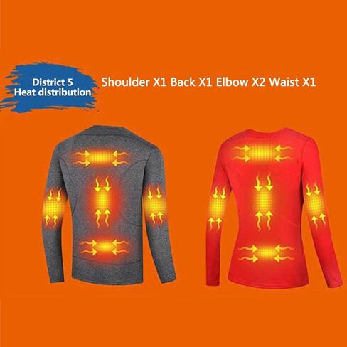 Winter Heated Electric Heated Tops for Women, Men's Warm Long Sleeve Shirts with USB Charging, No Batteries(Male Gray,S-Small) in Saudi Arabia