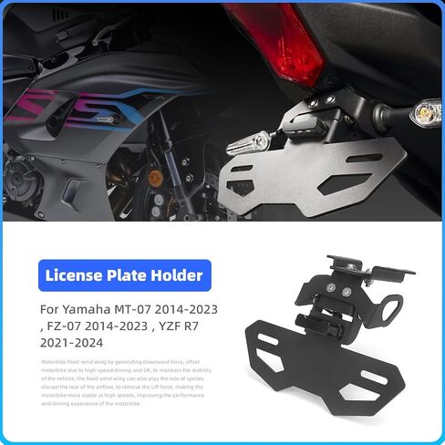 ل yzf r7 tail plate ordery حامل ث/LED Fender Eliminator مجموعات نوبات ل yamaha yzf-r7 mt-07 fz-07 2021-2024 ، قوس لوحة الترخيص الخلفية مع الأضواء ودوران الثقوب التثبيت إشارة (أسود) in Saudi Arabia