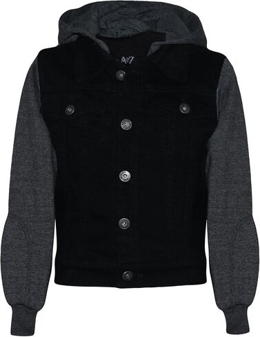 Boys Denim Jacket Long Sleeves Fleece Comfortable Button Closure Hooded Jackets Coat For Every Party Age 2-14 in Saudi Arabia