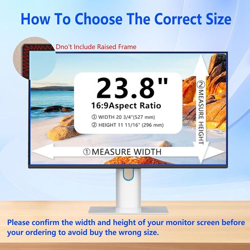 16 Inch Computer Privacy Screen Filter for Desktop Square Monitor 16:9 Aspect Ratio - Anti-Glare - Blocks 96% UV - Anti-Scratch in Kuwait