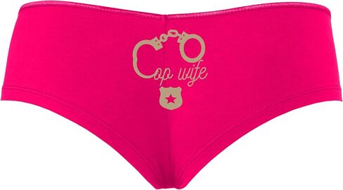 Knaughty Knickers Cop Wife - Cute Handcuffs - LEO Love Hot Pink Boyshort Panties With Adult Design in Kuwait