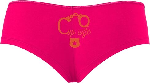 Knaughty Knickers Cop Wife - Cute Handcuffs - LEO Love Hot Pink Boyshort Panties With Adult Design in Kuwait