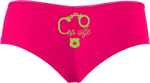 Knaughty Knickers Cop Wife - Cute Handcuffs - LEO Love Hot Pink Boyshort Panties With Adult Design in Kuwait