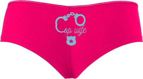 Knaughty Knickers Cop Wife - Cute Handcuffs - LEO Love Hot Pink Boyshort Panties With Adult Design in Kuwait