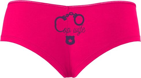 Knaughty Knickers Cop Wife - Cute Handcuffs - LEO Love Hot Pink Boyshort Panties With Adult Design in Kuwait