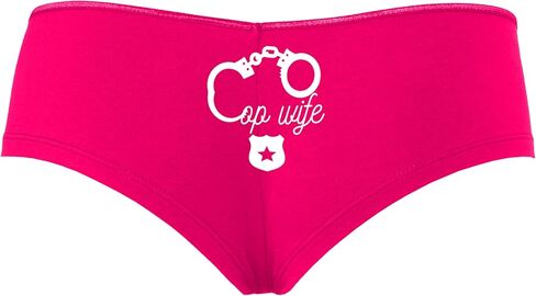 Knaughty Knickers Cop Wife - Cute Handcuffs - LEO Love Hot Pink Boyshort Panties With Adult Design in Kuwait