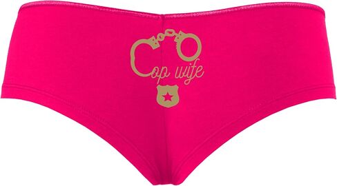 Knaughty Knickers Cop Wife - Cute Handcuffs - LEO Love Hot Pink Boyshort Panties With Adult Design in Kuwait