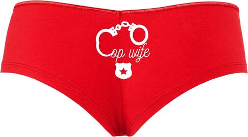 Knaughty Knickers زوجة الشرطي - الأصفاد اللطيفة - Leo Love Red Boyshort Banties مع تصميم الكبار in Saudi Arabia