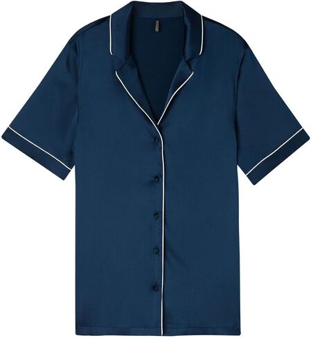 Woman's Menswear Cut Short Sleeve Silk Shirt in Kuwait