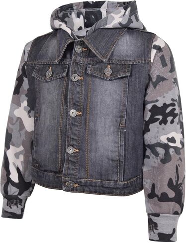 Boys Denim Jacket Long Sleeves Fleece Comfortable Button Closure Hooded Jackets Coat For Every Party Age 2-14 in Saudi Arabia