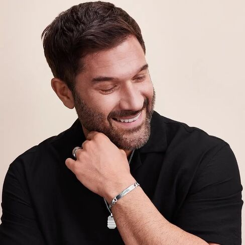 MyNameNecklace Personalized 925 Sterling Silver Amigo ID Bracelet with Custom Inscriptions - Father's Day Jewelry Gift for Men, Him - Pre-Made Names & Custom Your Own - Diamond Option by MYKA in Kuwait