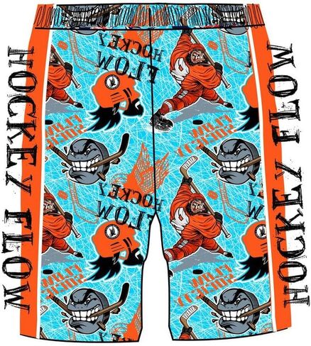 Flow Society Boys Angry Hockey Puck Attack Shorts - صالة رياضية - شورتات شبكية - شورتات رياضية - أزياء نشطة - شورتات منقوشة in Kuwait