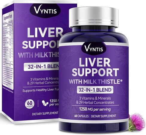 32-in-1 Liver Cleanse Detox & Repair - Liver Support Supplement with Milk Thistle, Artichoke Extract, Dandelion Root & Beetroot Powder for Liver Health - 1250mg per Serving (60 Capsules) in Saudi Arabia