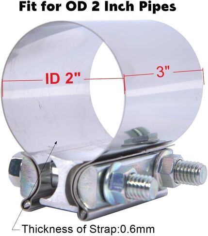 ID 2 Inch Butt Joint Exhaust Band Clamp-Stainless Steel Sleeve Coupler-fits OD 2" Exhaust Pipes Mufflers in Saudi Arabia