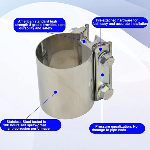 ID 2 Inch Butt Joint Exhaust Band Clamp-Stainless Steel Sleeve Coupler-fits OD 2" Exhaust Pipes Mufflers in Saudi Arabia