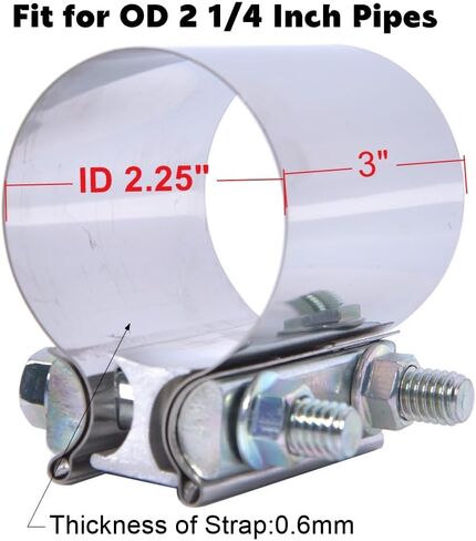 ID 2 Inch Butt Joint Exhaust Band Clamp-Stainless Steel Sleeve Coupler-fits OD 2" Exhaust Pipes Mufflers in Saudi Arabia