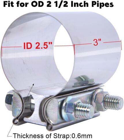 ID 2 Inch Butt Joint Exhaust Band Clamp-Stainless Steel Sleeve Coupler-fits OD 2" Exhaust Pipes Mufflers in Saudi Arabia