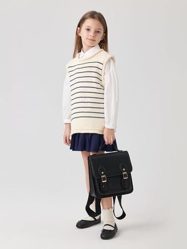 marc & janie Girls Preppy Style Striped Cotton Knit Vest Crew Neck Sleeveless Sweater Tops 541881 in Saudi Arabia