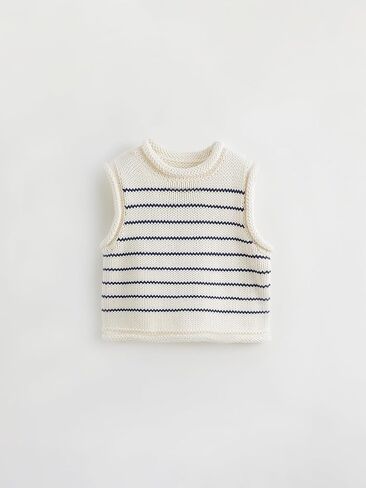 marc & janie Girls Preppy Style Striped Cotton Knit Vest Crew Neck Sleeveless Sweater Tops 541881 in Saudi Arabia