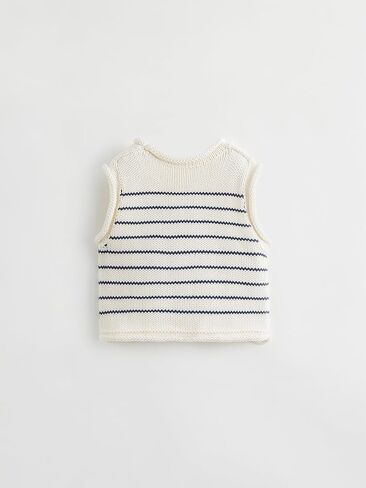 marc & janie Girls Preppy Style Striped Cotton Knit Vest Crew Neck Sleeveless Sweater Tops 541881 in Saudi Arabia