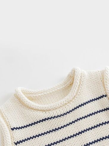 marc & janie Girls Preppy Style Striped Cotton Knit Vest Crew Neck Sleeveless Sweater Tops 541881 in Saudi Arabia