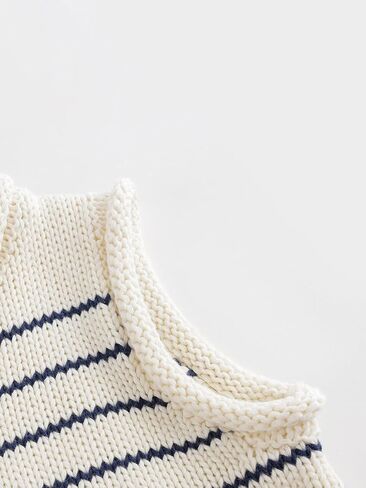 marc & janie Girls Preppy Style Striped Cotton Knit Vest Crew Neck Sleeveless Sweater Tops 541881 in Saudi Arabia