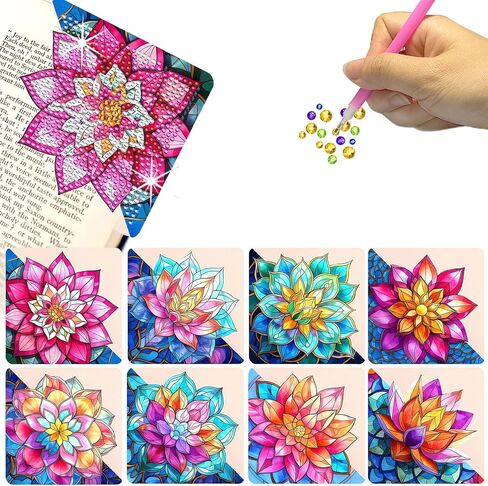 Diamond Art Painting Bookmarks,8Pcs DIY Cute Diamond Art Kits for Adults, Corner Bookmarks Small Crafts Kit for Women Book Lovers (Ocean) in Saudi Arabia