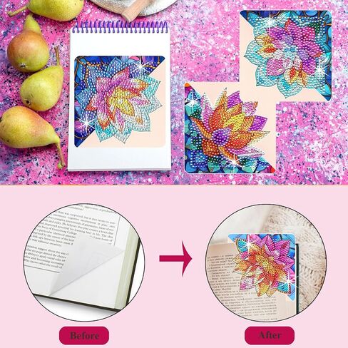 Diamond Art Painting Bookmarks,8Pcs DIY Cute Diamond Art Kits for Adults, Corner Bookmarks Small Crafts Kit for Women Book Lovers (Ocean) in Saudi Arabia