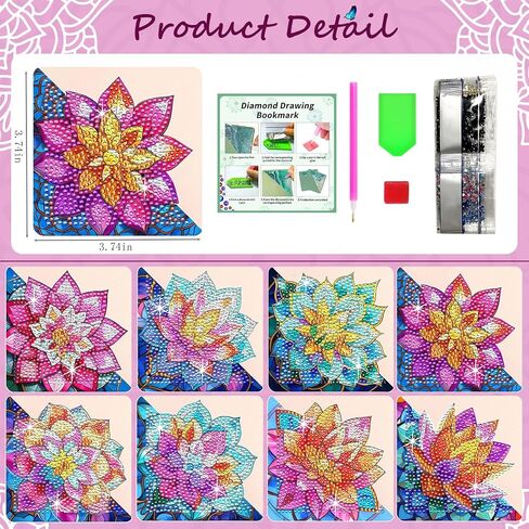 Diamond Art Painting Bookmarks,8Pcs DIY Cute Diamond Art Kits for Adults, Corner Bookmarks Small Crafts Kit for Women Book Lovers (Ocean) in Saudi Arabia