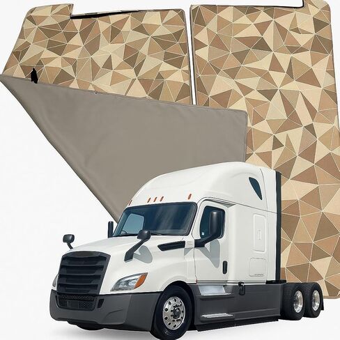 Truck Sleeper Privacy Curtains for Freightliner Cascadia 126 (2018-2025) - High Roof Bunk Interior Curtain-Faux Leather & Fleece (Green) in Saudi Arabia
