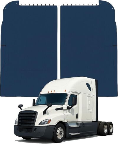 ستائر خصوصية نائمة لشاحنة Freightliner Cascadia 126 (2018-2025)-High Roof Bunk Curtain-Faux Leather & Fleece (Green) in Kuwait