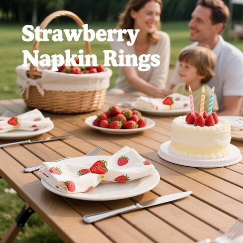 Davifina Strawberry Napkin Rings Set of 8 Gold Napkin Buckle for Dinning Table Decor Wedding Party Holiday Family Gathering Everyday Use Baby Shower(Red in Saudi Arabia