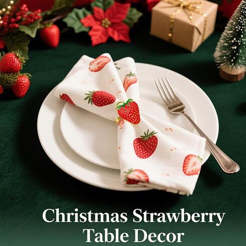 Davifina Strawberry Napkin Rings Set of 8 Gold Napkin Buckle for Dinning Table Decor Wedding Party Holiday Family Gathering Everyday Use Baby Shower(Red in Saudi Arabia