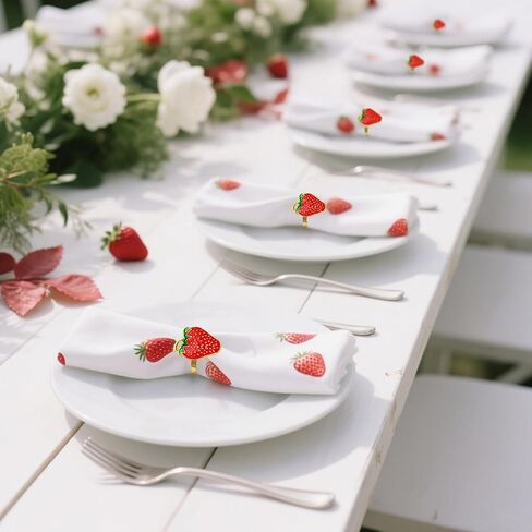 Davifina Strawberry Napkin Rings Set of 8 Gold Napkin Buckle for Dinning Table Decor Wedding Party Holiday Family Gathering Everyday Use Baby Shower(Red in Saudi Arabia