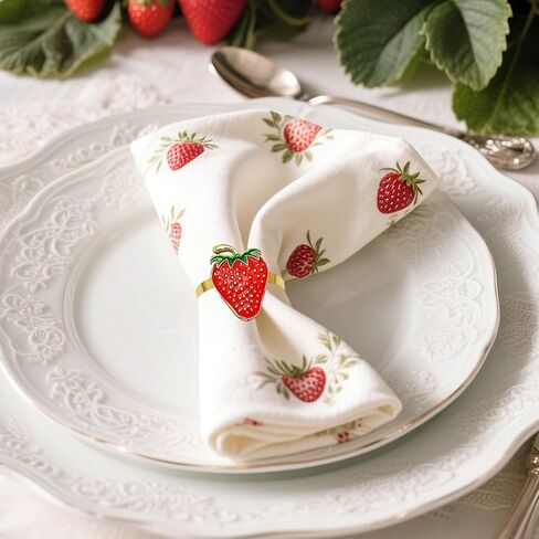 Davifina Strawberry Napkin Rings Set of 8 Gold Napkin Buckle for Dinning Table Decor Wedding Party Holiday Family Gathering Everyday Use Baby Shower(Red in Saudi Arabia