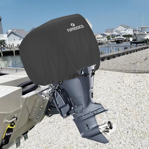 Fuprosico Outboard Motor Cover Waterproof Heavy Duty 900D Oxford with Cotton Lining Boat Motor Cover Fits 25-50 HP Outboard Engine,Black in Saudi Arabia