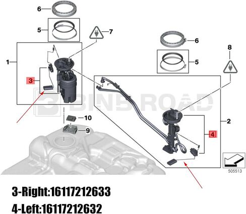 مستشعر مستوى خزان الوقود 16117212632 متوافق مع BMW X5 E70 F15 F85 X6 E71 E72 F16 F86 2006-2019 ، اليسار in Saudi Arabia